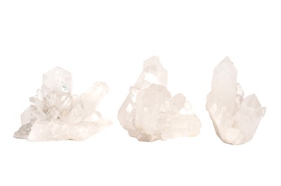 Lot 63 - THREE CLEAR QUARTZ CLUSTERS.