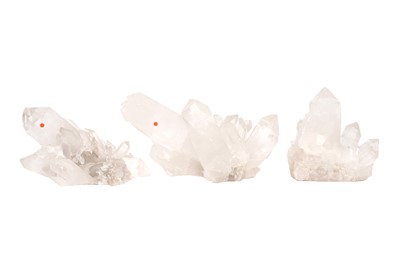 Lot 63 - THREE CLEAR QUARTZ CLUSTERS.