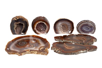 Lot 235 - A GROUP OF AGATE GEODES AND AGATE SLICES