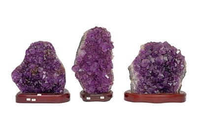 Lot 467 - THREE AMETHYST GEODE CLUSTERS