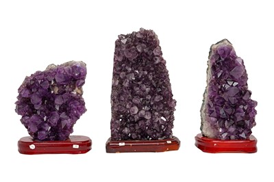 Lot 69 - THREE AMETHYST GEODE CLUSTERS