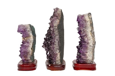 Lot 69 - THREE AMETHYST GEODE CLUSTERS