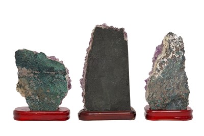 Lot 69 - THREE AMETHYST GEODE CLUSTERS