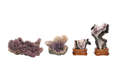 Lot 64 - TWO AMETHYST GEODE CLUSTERS AND TWO POLISHED AMETHYST GEODE SECTIONS