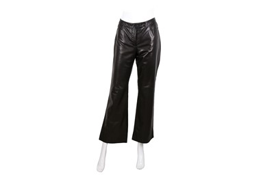 Lot 221 - Armani Collezioni Black Leather Trouser - Size 46