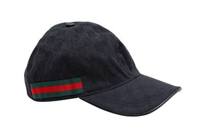 Lot 233 - Gucci Black GG Monogram Web Baseball Cap - Size M