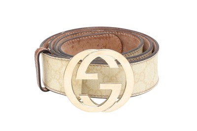 Lot 307 - Gucci Cream GG Supreme Monogram Belt - Size 95