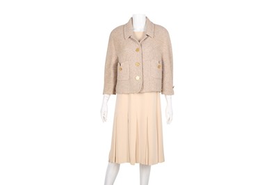 Lot 123 - Chanel Beige Boucle Jacket And Dress Set