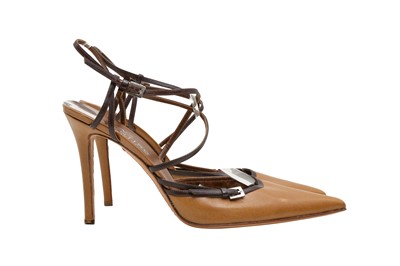 Lot 70 - Valentino Brown Ankle Strap Heeled Pump - Size 40