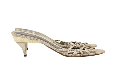 Lot 317 - Fendi Metallic Gold Braided Heeled Mule - Size 41