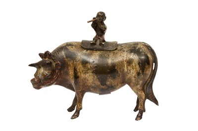 Lot 567 - A CHINESE BRONZE 'BOY AND OX' CENSER