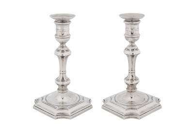 Lot A pair of Victorian sterling silver candlesticks, Sheffield 1895 by Hawksworth, Eyre and Co Ltd