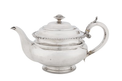 Lot 558 - A George III Scottish sterling silver teapot, Edinburgh 1815 by WP (untraced)