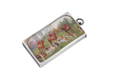 Lot 107 - A Victorian sterling silver and enamel vesta case, London 1892 by Sampson Mordan and Co