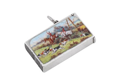 Lot 106 - An Edwardian sterling silver and enamel vesta case, Birmingham 1905 by George Randle