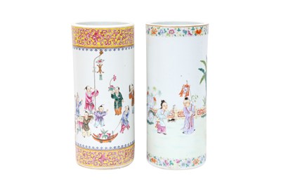 Lot 232 - TWO CHINESE FAMILLE-ROSE 'CHILDREN' HAT STANDS