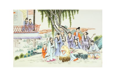 Lot 243 - A CHINESE FAMILLE-ROSE 'SCHOLARS' PLAQUE