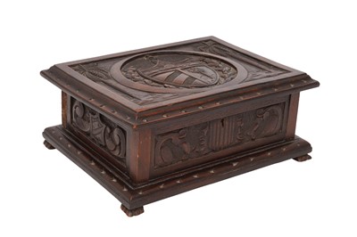 Lot 187 - A CARVED CUBAN MAHOGANY CIGAR BOX, EARLY 20TH CENTURY