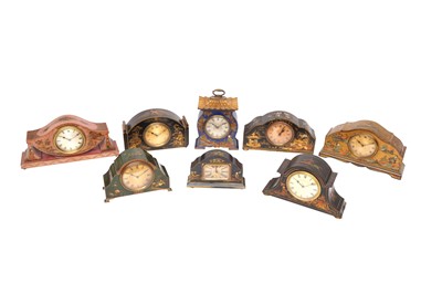 Lot 75 - A GROUP OF EIGHT ASSORTED EARLY 20TH CENTURY CHINOISERIE MANTEL CLOCKS