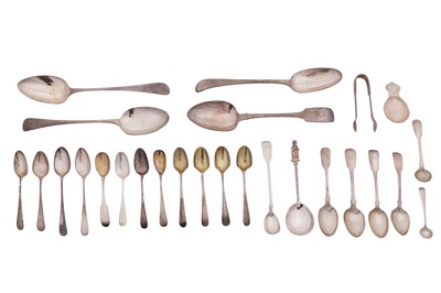 Lot 172 - A mixed group of George III and later sterling silver flatware