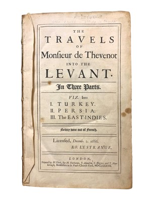 Lot 66 - Thevenot.   The Travels of Monsieur de Thevenot into the Levant. 1687