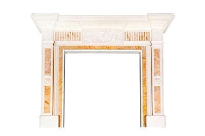 Lot 123 - A GEORGE III STYLE MARBLE AND SCAGLIOLA FIREPLACE, EARLY 20TH CENTURY