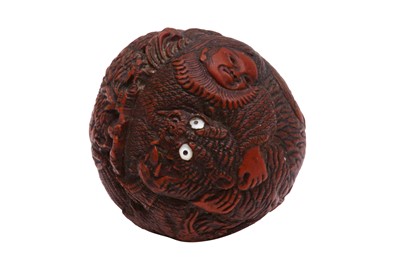 Lot 850 - A JAPANESE CARVED WALNUT NETSUKE (KURUMI), SIGNED SEIMIN