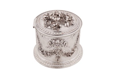 Lot 125 - A Victorian silver plate on copper biscuit box, circa 1880