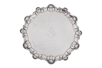 Lot 522 - An early George III sterling silver salver, London 1760 by Ebenezer Coker