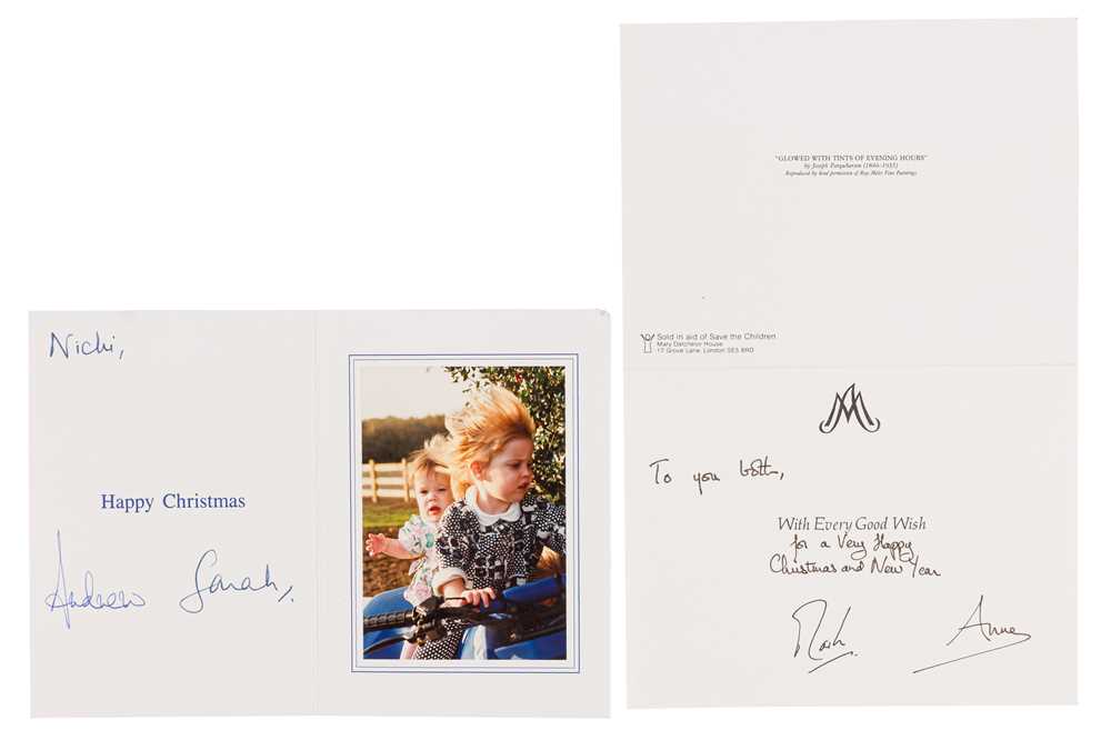 Lot 513 - Royal Christmas Cards.- Princess Anne & Mark Phillips, Prince Andrew and Sarah Ferguson