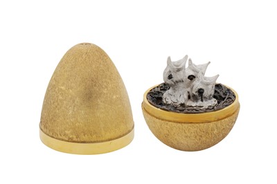 Lot 463 - A cased Elizabeth II sterling silver gilt surprise egg, London 1973 by Stuart Devlin (1931-2018)