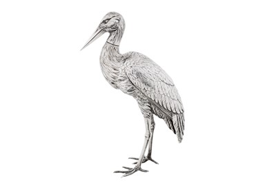 Lot 352 - An early 20th century German silver model of a stork, Hanau circa 1910 by Gebrüder Glasser (active 1883-1914)