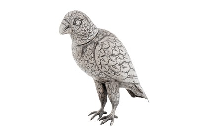 Lot A late 19th / early 20th century German silver model of a parrot, Hanau circa 1900 possibly by Storck and Sinsheimer