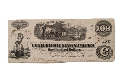 Lot 135 - CONFEDERATE STATES, 100 DOLLARS T40.