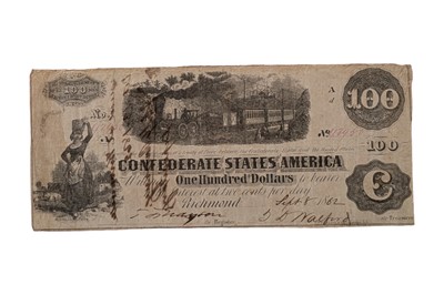 Lot 127 - CONFEDERATE STATES, 100 DOLLARS T40. J.G.M. RAMSEY (CONFEDERATE AGENT) ENDORSEMENT.