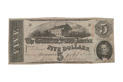 Lot 173 - CONFEDERATE STATES, 4X 5 DOLLARS T60.