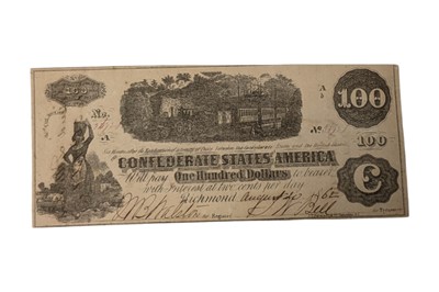 Lot 133 - 44 CONFEDERATE STATES, 100 DOLLARS T40.