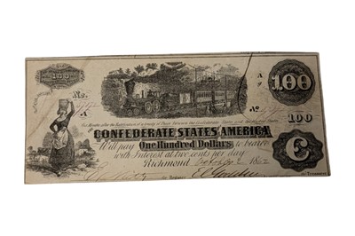 Lot 136 - CONFEDERATE STATES, 100 DOLLARS T40.