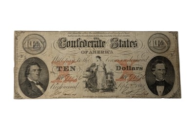 Lot 106 - CONFEDERATE STATES, 3X 10 DOLLARS T26, T30, T52.