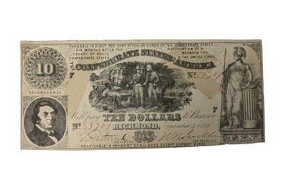 Lot 106 - CONFEDERATE STATES, 3X 10 DOLLARS T26, T30, T52.