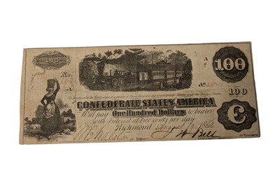 Lot 137 - CONFEDERATE STATES, 100 DOLLARS T40.