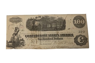 Lot 143 - CONFEDERATE STATES, 100 DOLLARS T40.