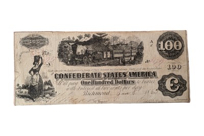 Lot 139 - CONFEDERATE STATES, 100 DOLLARS T40.