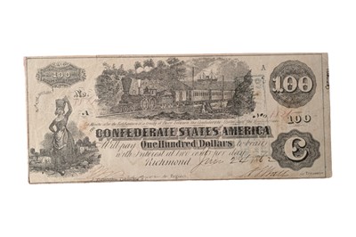 Lot 120 - CONFEDERATE STATES, 100 DOLLARS T39.