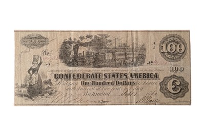 Lot 128 - CONFEDERATE STATES, 100 DOLLARS T40.