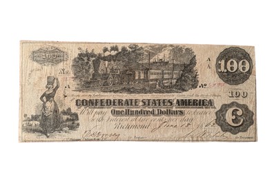 Lot 121 - CONFEDERATE STATES, 100 DOLLARS T39.