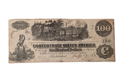 Lot 122 - CONFEDERATE STATES, 100 DOLLARS T39.