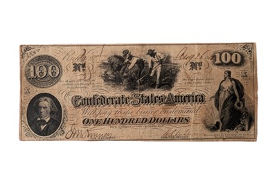 Lot 160 - CONFEDERATE STATES, 100 DOLLARS T41.