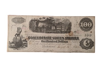 Lot 131 - CONFEDERATE STATES, 100 DOLLARS T40.