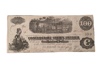 Lot 146 - CONFEDERATE STATES, 100 DOLLARS T40.